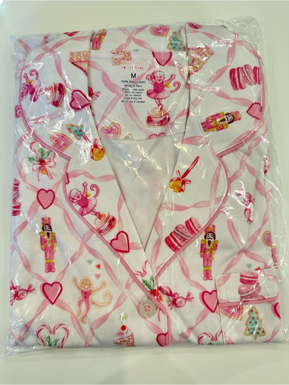 Loveshackfancy x Roller Rabbit Sugarplum Lattice Holiday pink Pajama Set